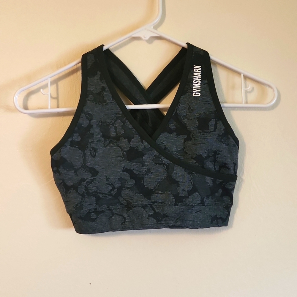 Dark green Gymshark Adapt Camo Seamless Sports Bra